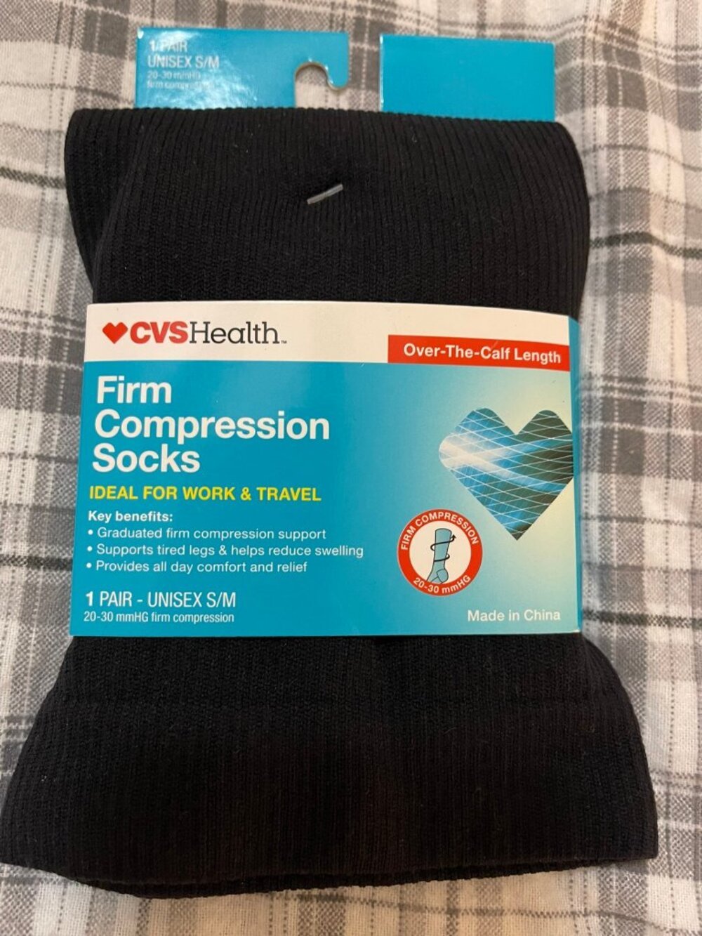NWT CVS Health Firm Compression Socks S/M Black